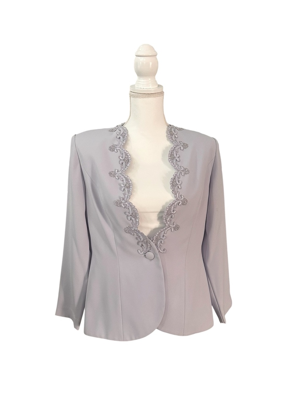 Karen Miller New York Icy Lilac Dress Jacket w/ Beaded & Embroidered Collar, 16